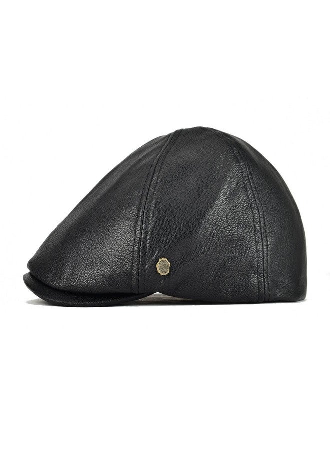 VOBOOM Leather Ivy Newsboy Caps 6 Panel Cabbie Beret Hat (7 1/4, Black) - Image 2
